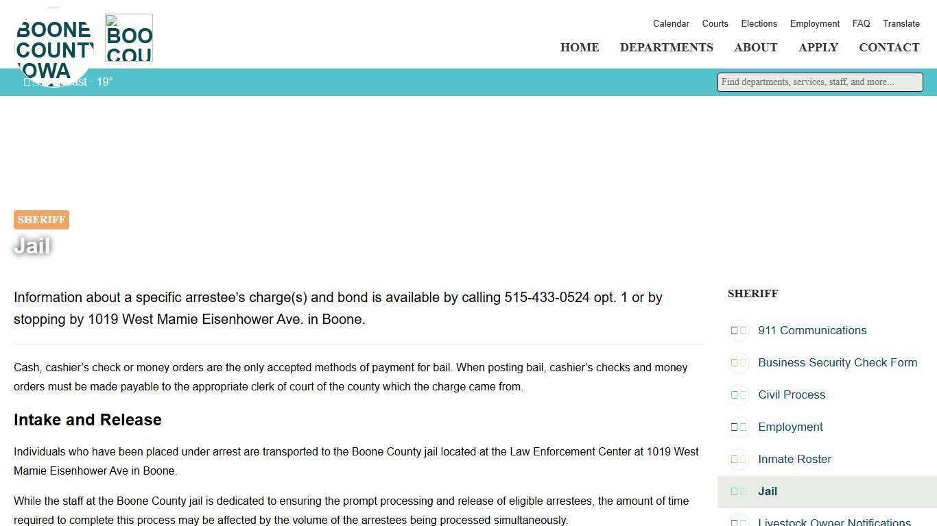 Jail - Sheriff's Office - Boone County Government - Iowa
